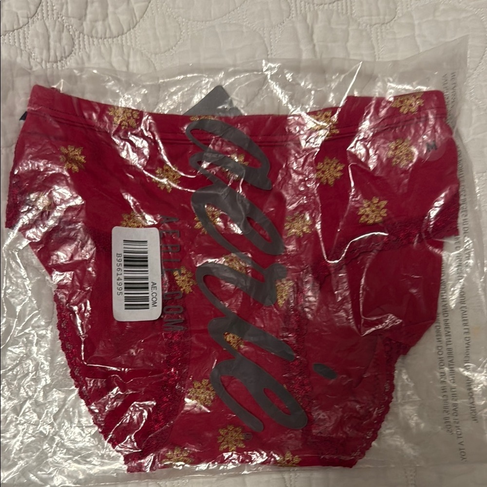 Aerie Red and Gold “Boybrief” Panties